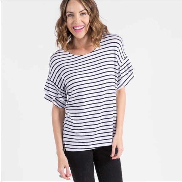 Agnes & Dora Ruffle Sleeve Stripe Top - Picture 3 of 3